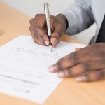 Signing papers